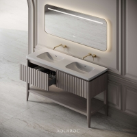 Kensington Double Vanity Unit & Stone Basin 1400mm Sabbia Grigio Oak